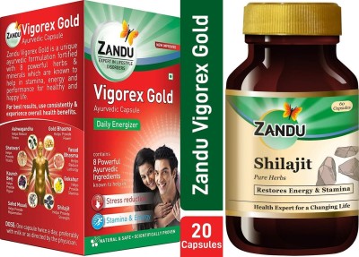 ZANDU Vigorex Gold 20caps and Shilajit 60Caps (Pack of 2)(Pack of 2)