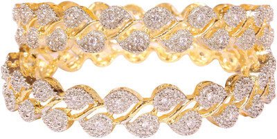 Shiv_Jewels Alloy Cubic Zirconia Gold-plated Bangle Set(Pack of 2)