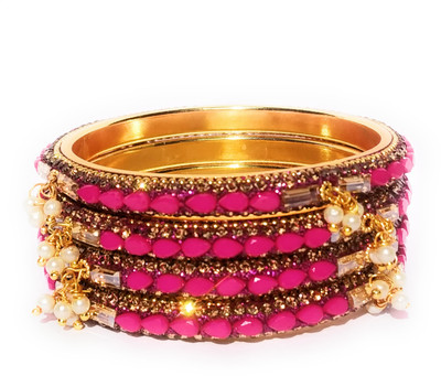 Voriyo Brass Crystal Brass Bangle Set(Pack of 4)