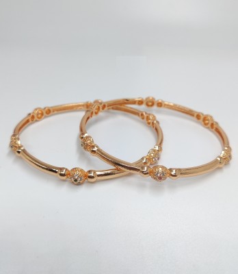 AK Brass Cubic Zirconia Gold-plated Bangle Set(Pack of 2)