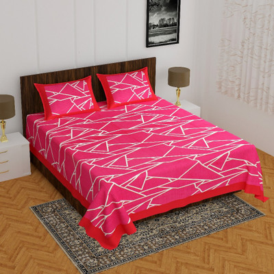 kashyap creation 151 TC Cotton Double Geometric Flat Bedsheet(Pack of 1, Multicolor)