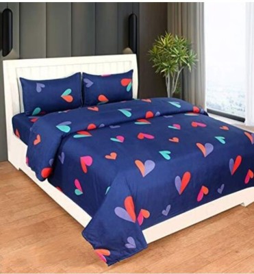 Bombay Heights 300 TC Polycotton Queen Printed Flat Bedsheet(Pack of 1, Blue)