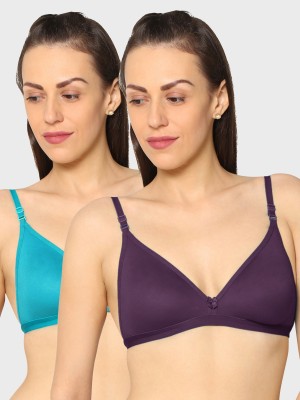 KAVYA Women T-Shirt Non Padded Bra(Green, Purple)