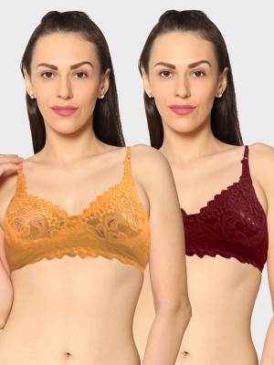 KAVYA Women T-Shirt Non Padded Bra(Brown, Red)