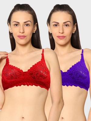 KAVYA Women T-Shirt Non Padded Bra(Red, Purple)