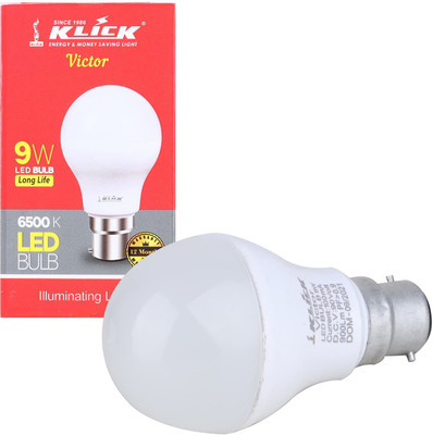 KLICK 9 W Basic Round 2 Pin LED Bulb(White)