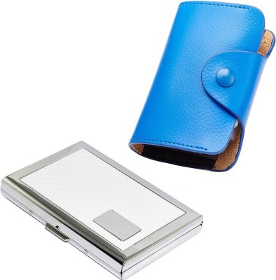 StealODeal New Blue Leatherite High Quality Case With White Water Resistant 15 Card Holder(Set of 2, White, Blue)