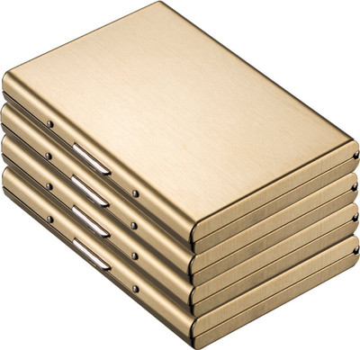 Flipkart SmartBuy Exclusive Gold |Pack of 4| Water-Resistant Stainless Steel Case For Men & Women 6 Card Holder(Set of 4, Gold)