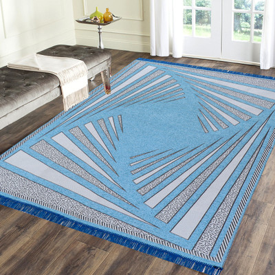 Linen Basics Light Blue Chenille Runner(5 ft,  X 7 ft, Rectangle)