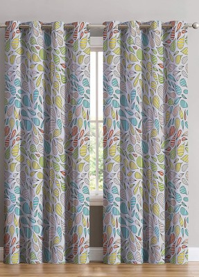 DD8 154 cm (5 ft) Polyester Room Darkening Window Curtain (Pack Of 2)(Floral, Multicolor)