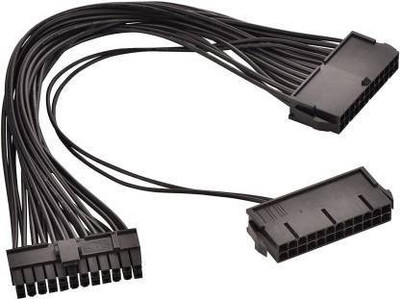 Xsentuals Power Sharing Cable 0.3 m 24Pin 20+4Pin Triple PSU Power Supply Adapter Cable 18AWG Wire For Mining(Compatible with Computer, Adaptor, Black)