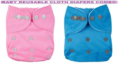 TINNY TOTS Premium Quality Fashionable Pack of 2 Pocket Style Button Solid Baby Reusable Cloth Diapers Nappies Washable High Quality Quick-Dry Adjustable All-In-One Diapers For New Borns/Toddlers/Infants/New Borns(0-24 Months;3-16KGS;BP) - New Born(2 Pieces)
