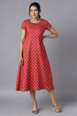 Aurelia Women Ethnic Dress Red Midi/Calf Length Dress