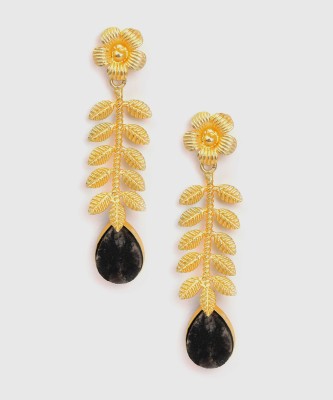SOHI Gold-Plated Leaf Earrings Brass Drops & Danglers
