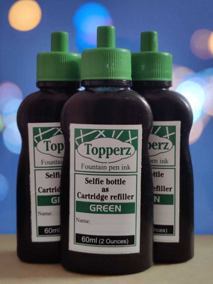 topperz FOUNTAIN PEN GREEN Ink Bottle(Pack of 3, Ink Color - Green)