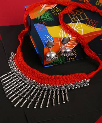 SOHI Alloy Silver Red Jewellery Set(Pack of 1)