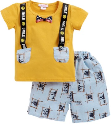 Hopscotch Baby Boys Casual T-shirt Shorts(Yellow)