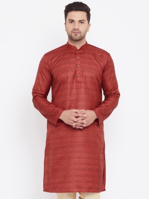 VASTRAMAY Men Self Design Straight Kurta(Maroon)