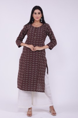 Prangan By Kalaai Women Self Design A-line Kurta(Brown)