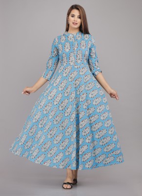 BHAGLI Women Gown Light Blue Dress