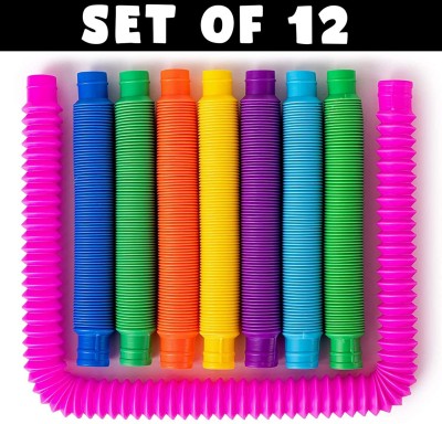 LIBRA 12 Pack Mini Pop and Tubes Toys for Kids & Adults - Sensory Tubes for Kids(Multicolor)