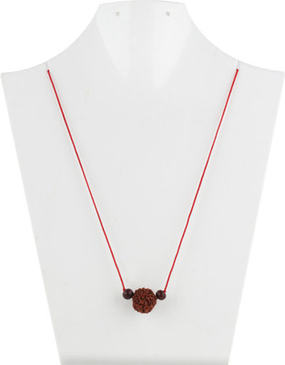 Astrodidi 5 Mukhi Rudraksha / Five Face Rudraksha With Red Chandan Beads Wood Pendant