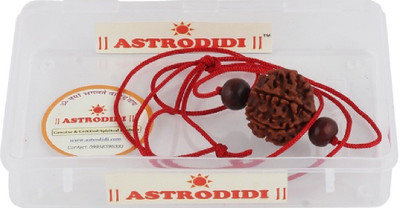 Astrodidi 5 Mukhi Rudraksha / Five Face Rudraksha With Red Chandan Beads Wood Pendant