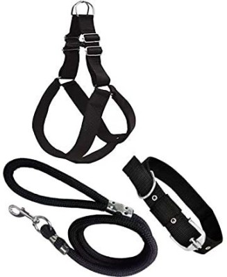 SENAPATI Combo Dog Harness Belts Neck and Rope Set (Waterproof, Medium, Leash Dog Collar & Leash(Medium, Black)