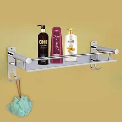 Well Set bathroom shelf single layer bottle holder shampoo Rack multi purposes Silver Towel Holder(Stainless Steel)