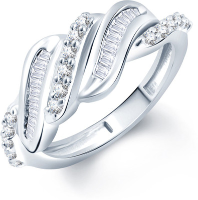 Sukkhi Wavy Alloy Cubic Zirconia Rhodium Plated Ring