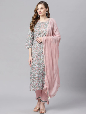 DIVENA Floral Print Kurta, Trouser/Pant & Dupatta Set