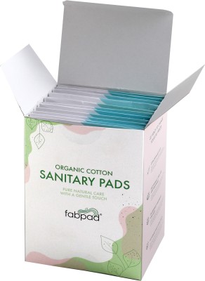 FabPad Organic Cotton Ultra Thin Rash Free Biodegradable Eco-Friendly Sanitary Pads Period Napkins with Disposable Cover (Light Flow, Pack of 12) Sanitary Pad(Pack of 12)