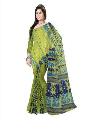 Pradip Fabrics Paisley Jamdani Silk Blend Saree(Light Green)