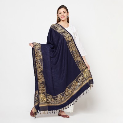 Kashmiri queen Acrylic Woven Women Shawl(Dark Blue)