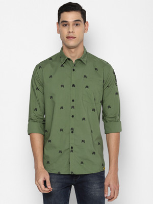 FOREVER 21 Men Printed Casual Green Shirt