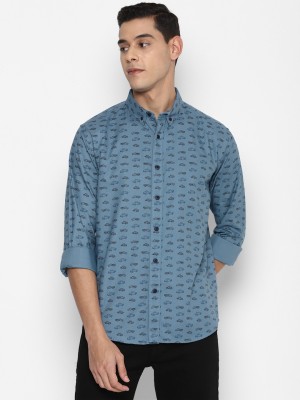 FOREVER 21 Men Printed Casual Blue Shirt