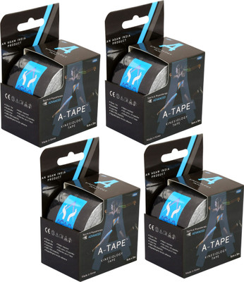 A-TAPE Kinesiology Tape (Pack of 4) Kinesiology Tape(Black)