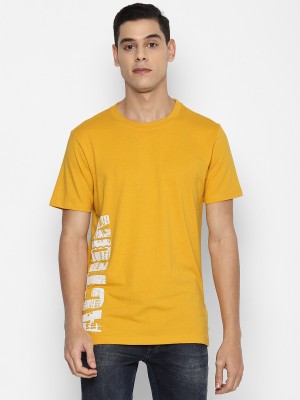 FOREVER 21 Printed Men Round Neck Yellow T-Shirt