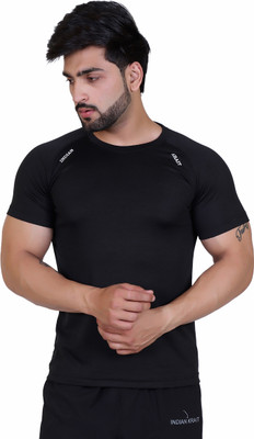 indian krait Solid Men Round Neck Black T-Shirt