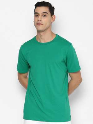 FOREVER 21 Solid Men Round Neck Blue T-Shirt