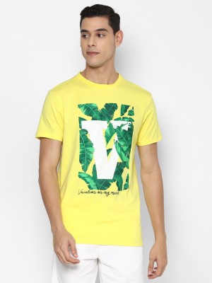 FOREVER 21 Typography Men Round Neck Yellow T-Shirt