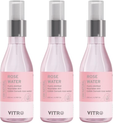 Vitro Naturals Pure Rose Water Spray|Premium Gulab Jal For Face Toner, SkinToner, MakeupRemover Men & Women(600 ml)