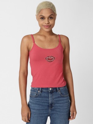 FOREVER 21 Casual Printed Women Pink Top