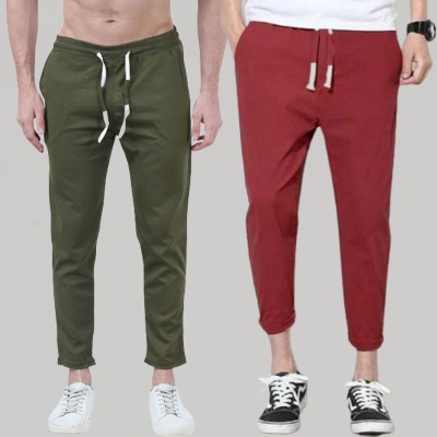 Bizarre Self Design Men Multicolor, Olive, Maroon Track Pants