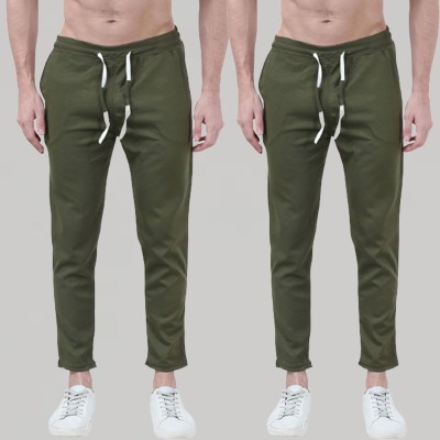 Bizarre Solid Men Olive, Grey Track Pants