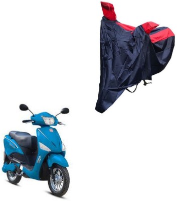 Oshotto Waterproof Two Wheeler Cover for Hero Dust and Water Proof Double Mirror Pocket Taffeta Bike Body Cover Compatible with Hero Electric Optima(Red, Blue)