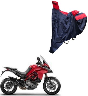 Oshotto Waterproof Two Wheeler Cover for Ducati Dust and Water Proof Double Mirror Pocket Taffeta Bike Body Cover Compatible with Ducati Multistrada 950(Red, Blue)