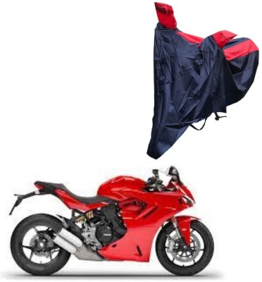 Oshotto Waterproof Two Wheeler Cover for Ducati Dust and Water Proof Double Mirror Pocket Taffeta Bike Body Cover Compatible with Ducati SuperSport(Red, Blue)