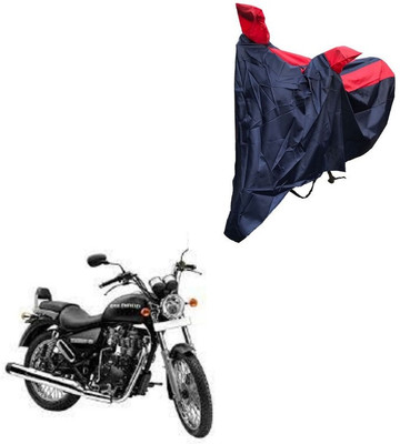 Oshotto Waterproof Two Wheeler Cover for Universal For Bike Dust and Water Proof Double Mirror Pocket Taffeta Bike Body Cover Compatible with Royal Enfield Thunderbird 350(Red, Blue)