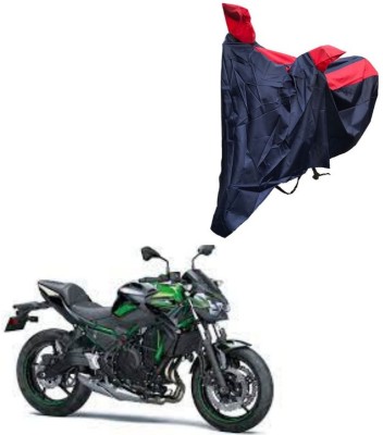 Oshotto Waterproof Two Wheeler Cover for Kawasaki Dust and Water Proof Double Mirror Pocket Taffeta Bike Body Cover Compatible with Kawasaki Z-650(Red, Blue)